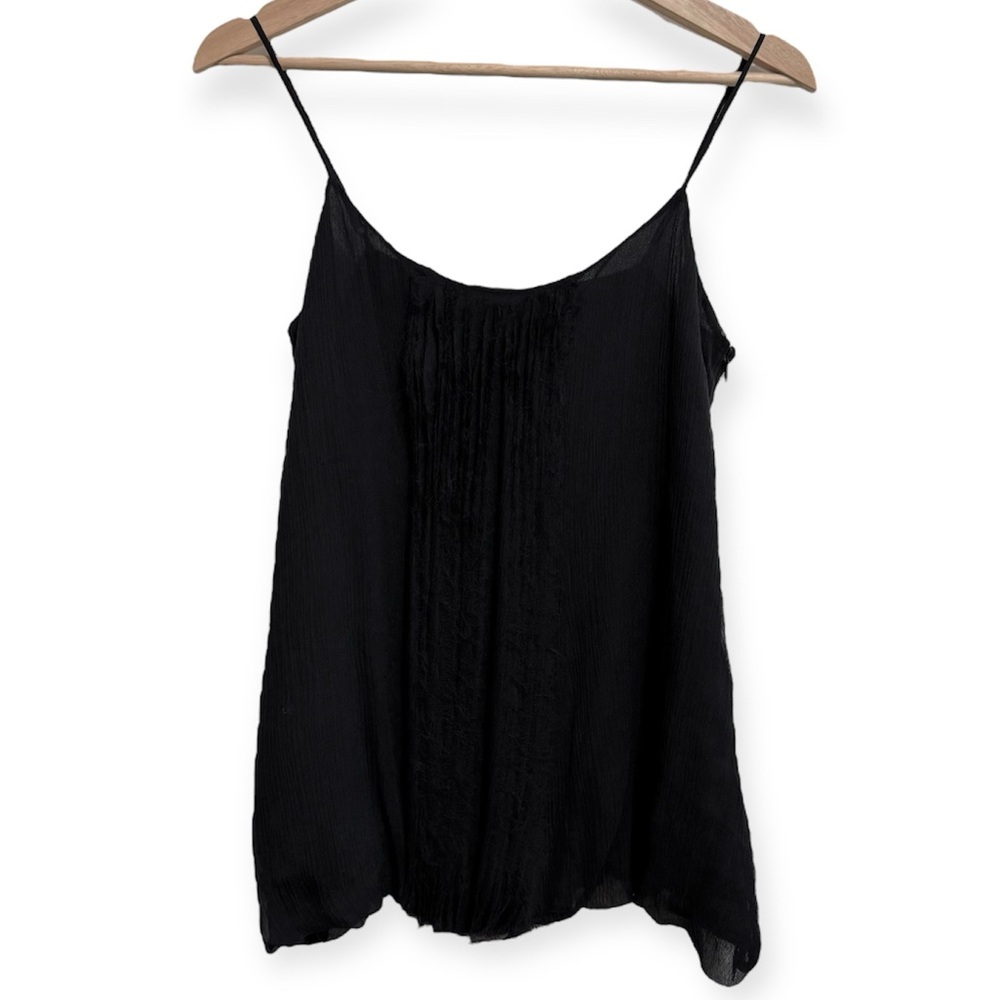 Elizabeth and James Indie Sleeze Ruffle Pleated 100% Silk Sleeveless Top Small